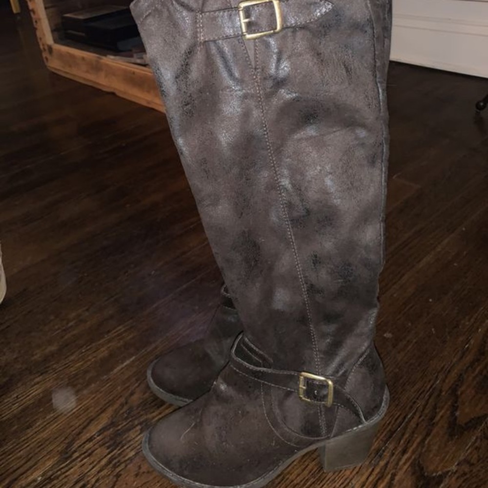 Brown suede boots